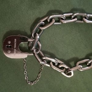 Michael Kors silvertone padlock bracelet